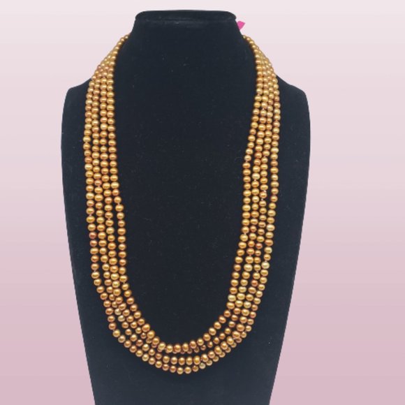 Cultured Mahogany Dyed Pearls 4 Piece Set Necklace/2 Bracelets/Earrings - Picture 2 of 8